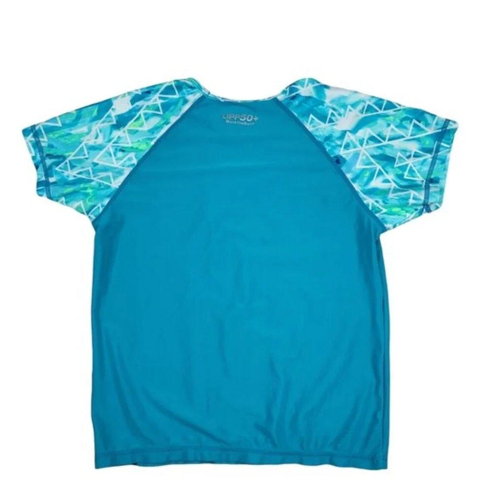 Speedo Girl's Teal Short Sleeve Rashguard Top, XL, Excellent Used Condition
